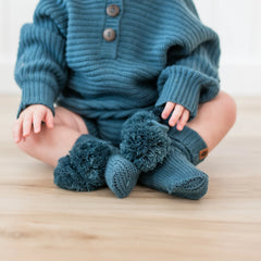 Knit Booties in Atlantic