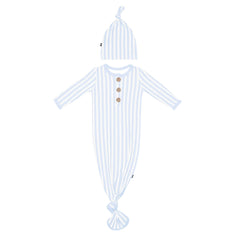 Knotted Gown with Hat Set in Small Mist Stripe
