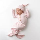 Ribbed Knotted Gown with Hat Set in Sakura