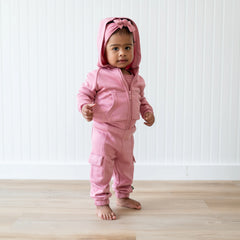 Fleece Cargo Pants in Apple Blossom